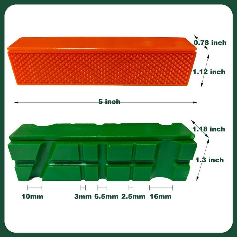 BCDHAMATE 2-Pair 5 inch Vise Jaw Pads, Magnetic Vise Jaw Protective Covers, 1 Multi-Groove Jaw Pads Set and 1 Standard Waffle Surface Jaw Pads Set, for Clamping Woodworking Metal Plastics (Green, Orange) - Image 5